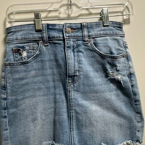 American Eagle Outfitters Light Blue Distressed Denim Skirt